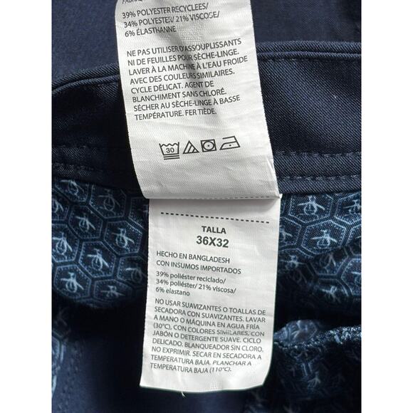 Original Penguin Pants Mens 36x32 Blue Chino Dress Trousers Stretch Work - Picture 6 of 9